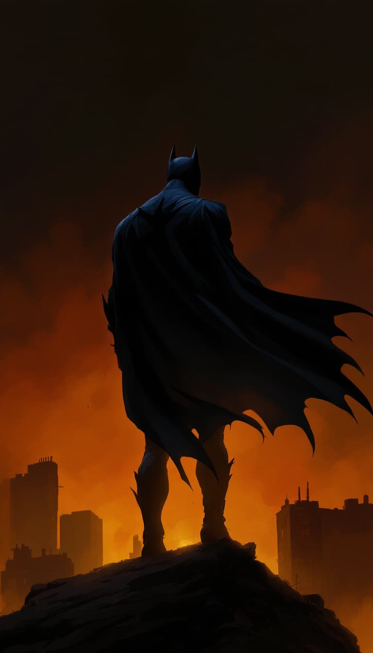 AI generated: digital painting of batman, comics art,, stylized, back view