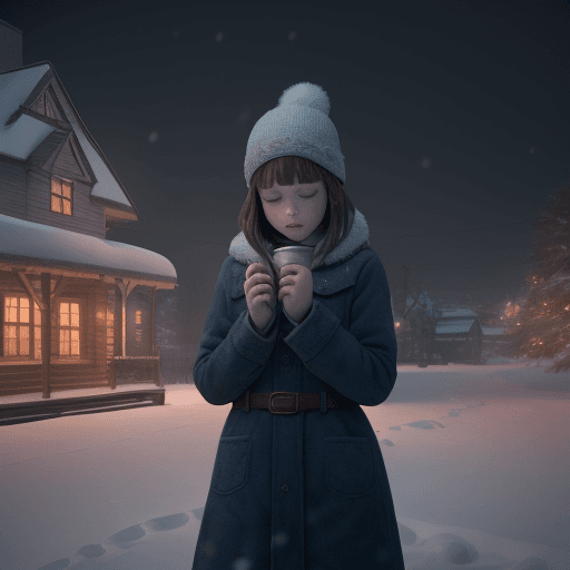 AI generated: girl holding match snow city sadness ambience 4k house crowd walk
