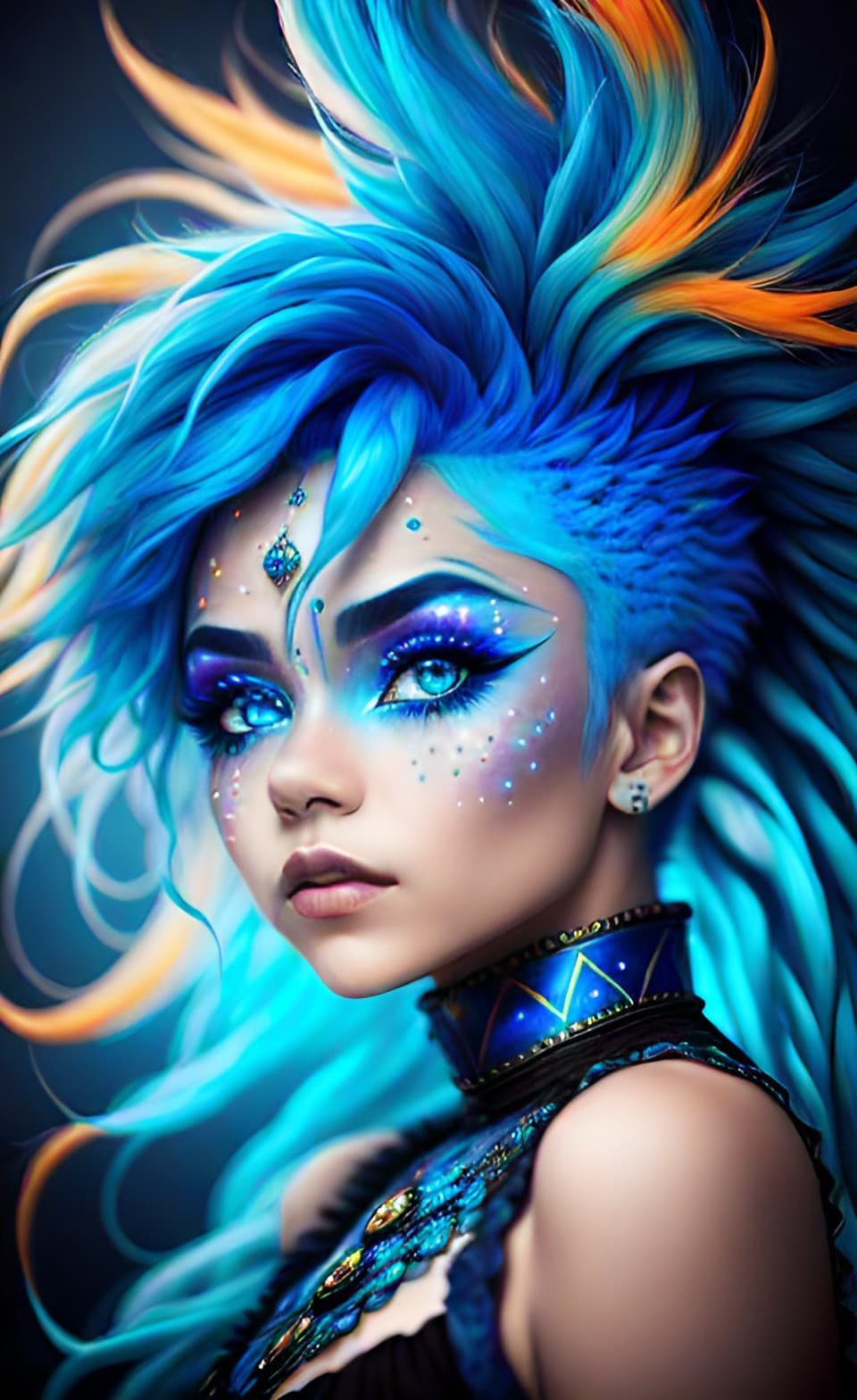 AI generated: A portrait of a young female Synth, with human-like appearances, android, advanced technology, high ...