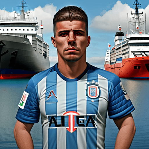 AI generated: draw a hiper realistic futball fanatic hooligan with the san lorenzo de almagro club argentina t-shi...