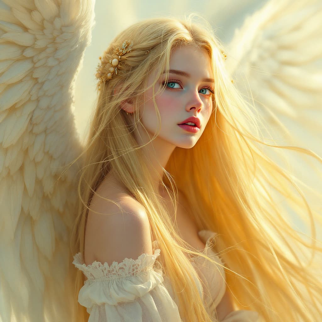 AI generated: arcane style; positivism full body portrait of a pale, innocent, cute angelic girl, Grandiose, envy,...