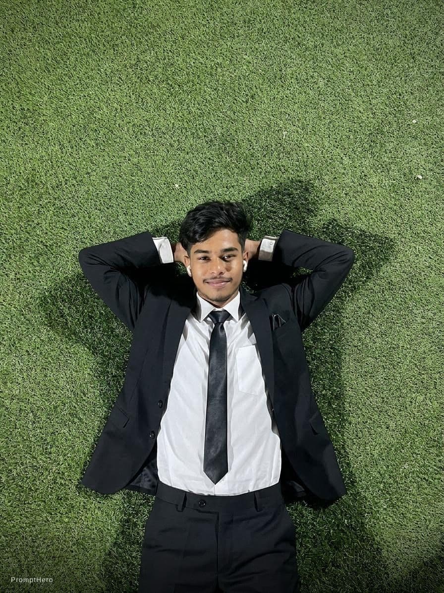 AI generated: A stylish black suit picture with 100% face accuracy 