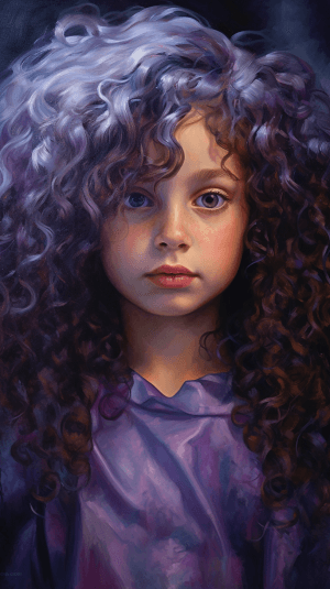 AI generated: A child with curly hair, in the style of impressionist paintings, radiating a gentle pink light, rea...