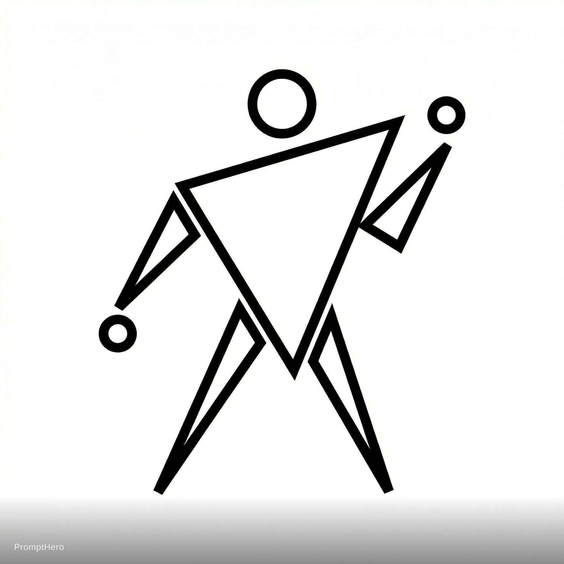 AI generated: Core: 1 big triangle as the torso (pointing slightly forward = motion).
Head: small circle (or tiny ...