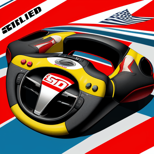AI generated: A stylized image of a racing steering wheel, with SSDRIVING written in bold lettering, surrounded by...