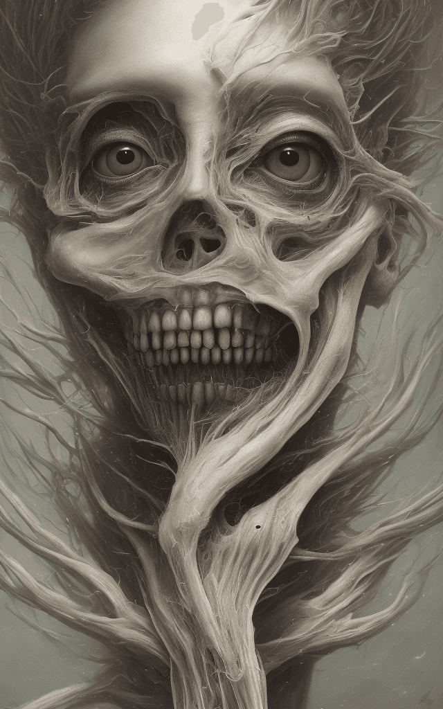 AI generated: a detailed uhd portrait of a muted blonde laser thrashed oil painting in the style of tim burton enh...