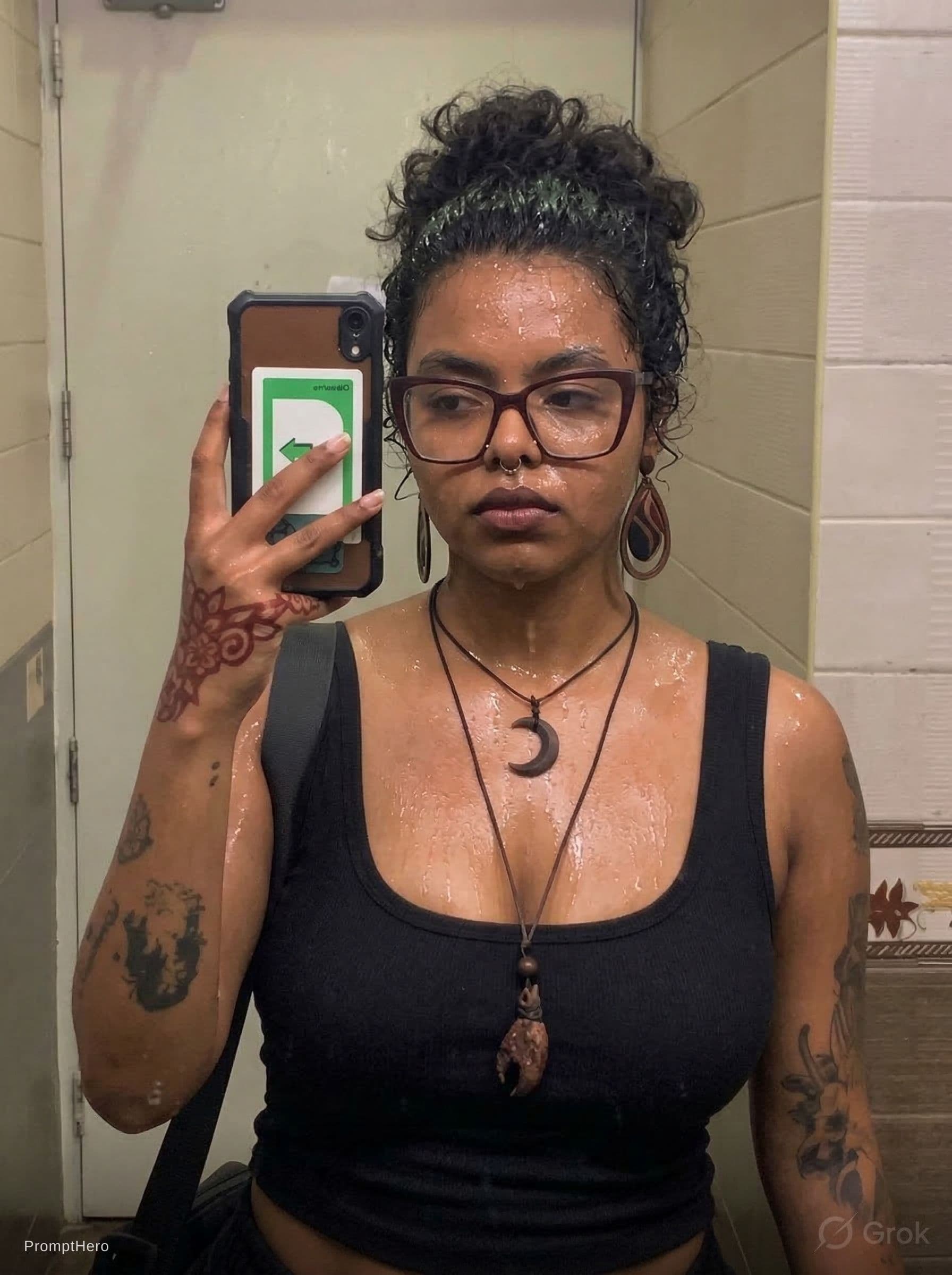 AI generated: Sweaty skin and hair