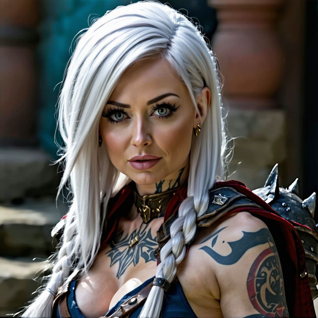 AI generated: (((nigri) )), ((JESSICA NIGRI) ) ((real 4k eyes) ), intricate details, hyperdetailed, tattoo, (sifi)...