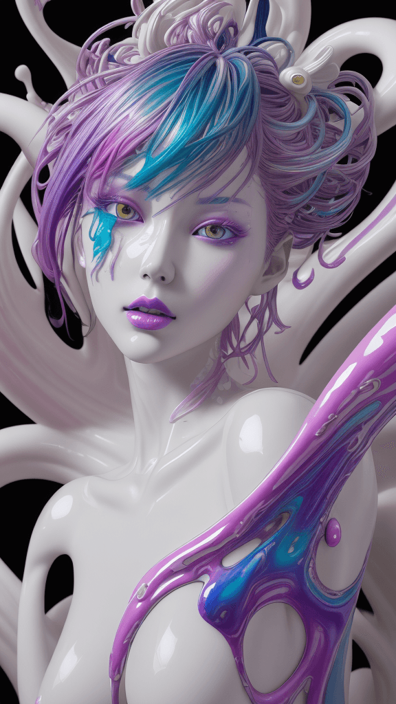 AI generated: "hey girl im on acid i can feel my soul", complex background, colorful best image quality, porcelain...