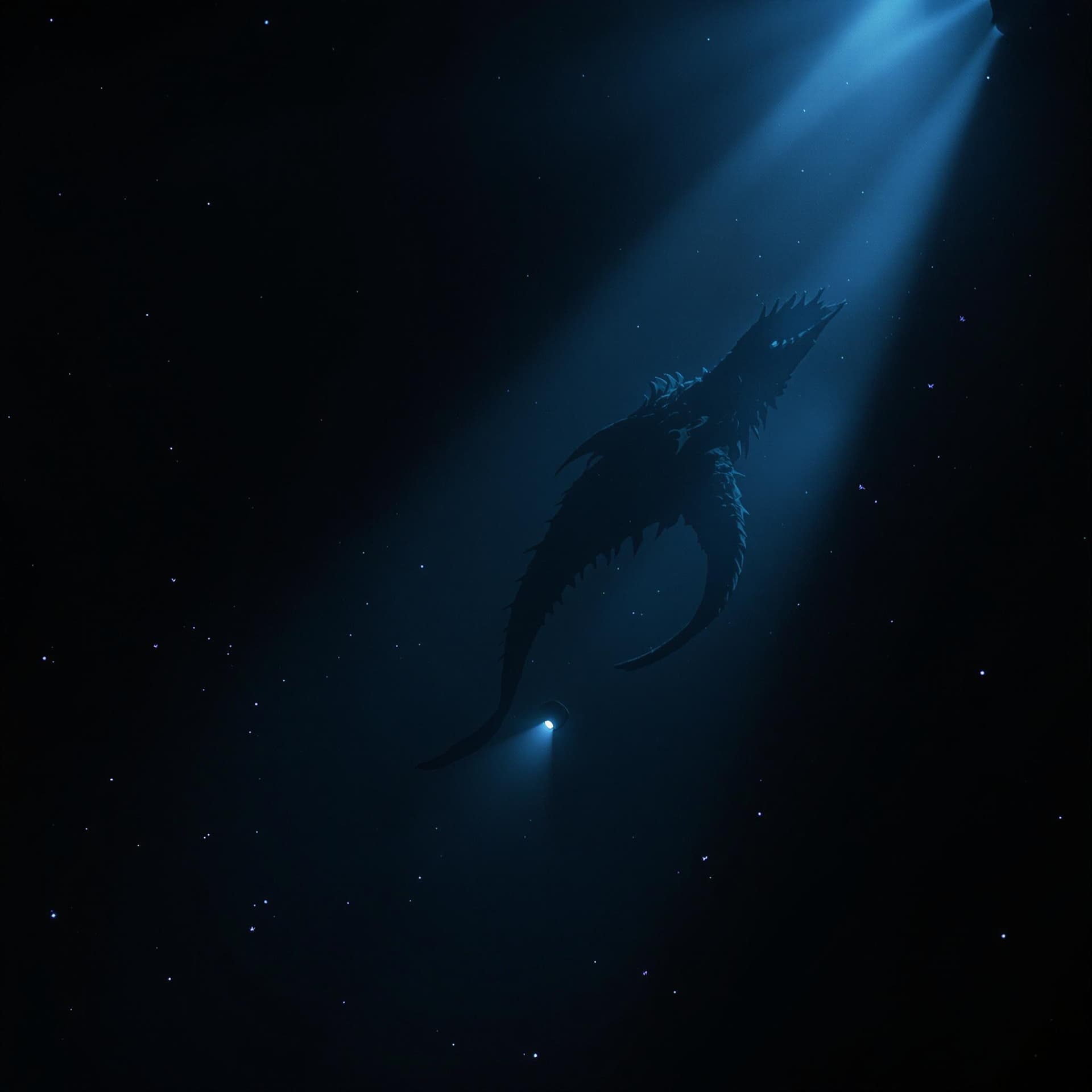 AI generated: A small submarine navigates the deepest, most isolated part of the Mariana Trench, where no natural ...