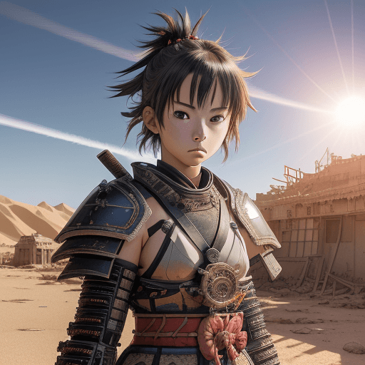 AI generated: anime artwork beautiful young, fit, short messy hair, intricate details, Samurai Armor, Hideaki Anno...