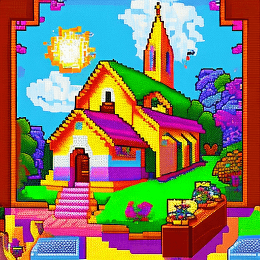 AI generated: Generate a vibrant and colorful pixel art painting  a bright wallpaper. The image should depict a ro...