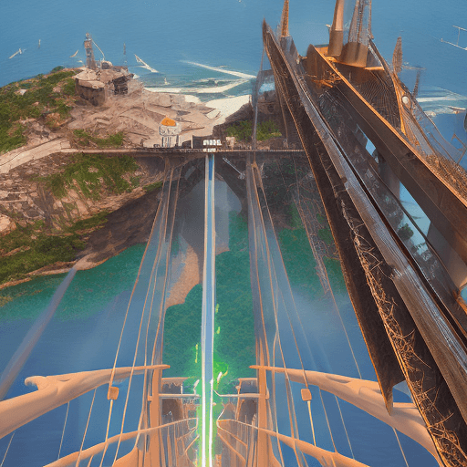 AI generated: birdge that connect 2 different world
