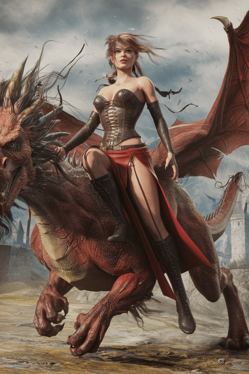 AI generated: Create an image of a woman who embodies boldness, audacity, and unrestrained energy. She has a strik...