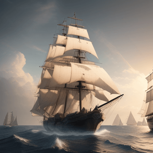 AI generated: Photo of a ultra realistic sailing ship, dramatic light, pale sunrise, cinematic lighting, battered,...