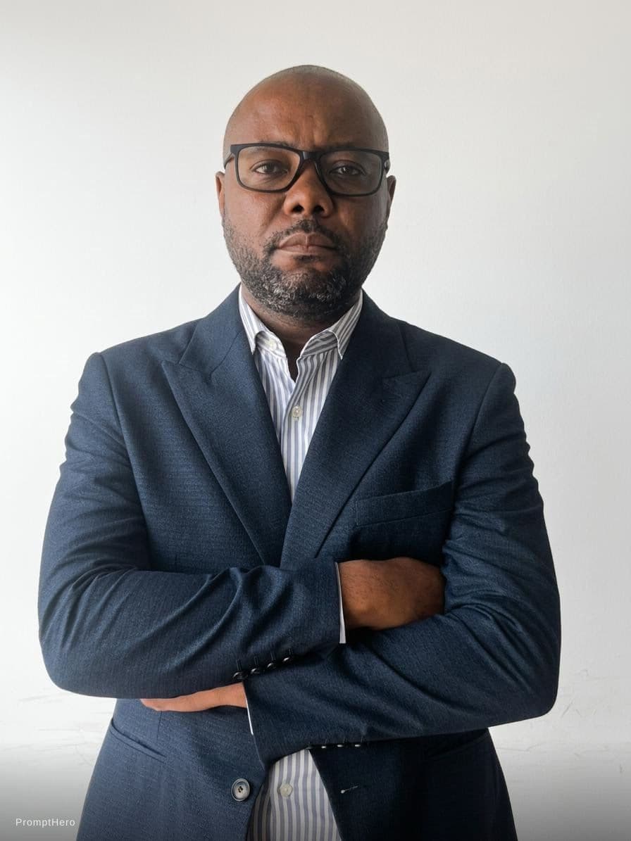 AI generated: Professional LinkedIn photo, man in a dark suit, white background, photorealistic, 8k, Keep the face...