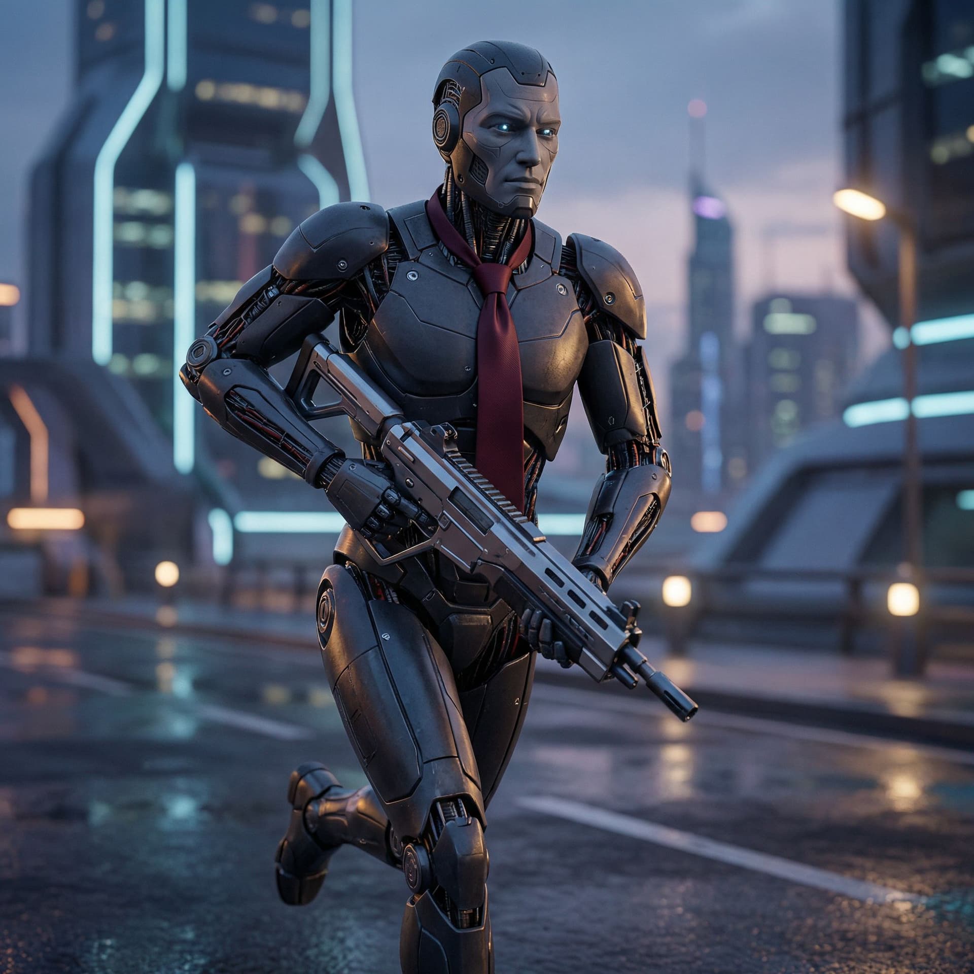 AI generated: (((Humanoid-like masculine robot))),((intricate dark cyborg body)), ((intricate dark robot body)),((...