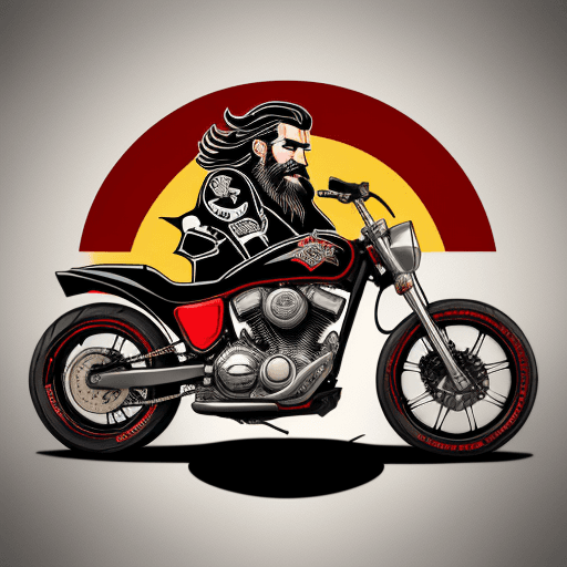 AI generated: create a logo for a motorcycle shop named mr. warrior , it must content things like choper bikes, be...