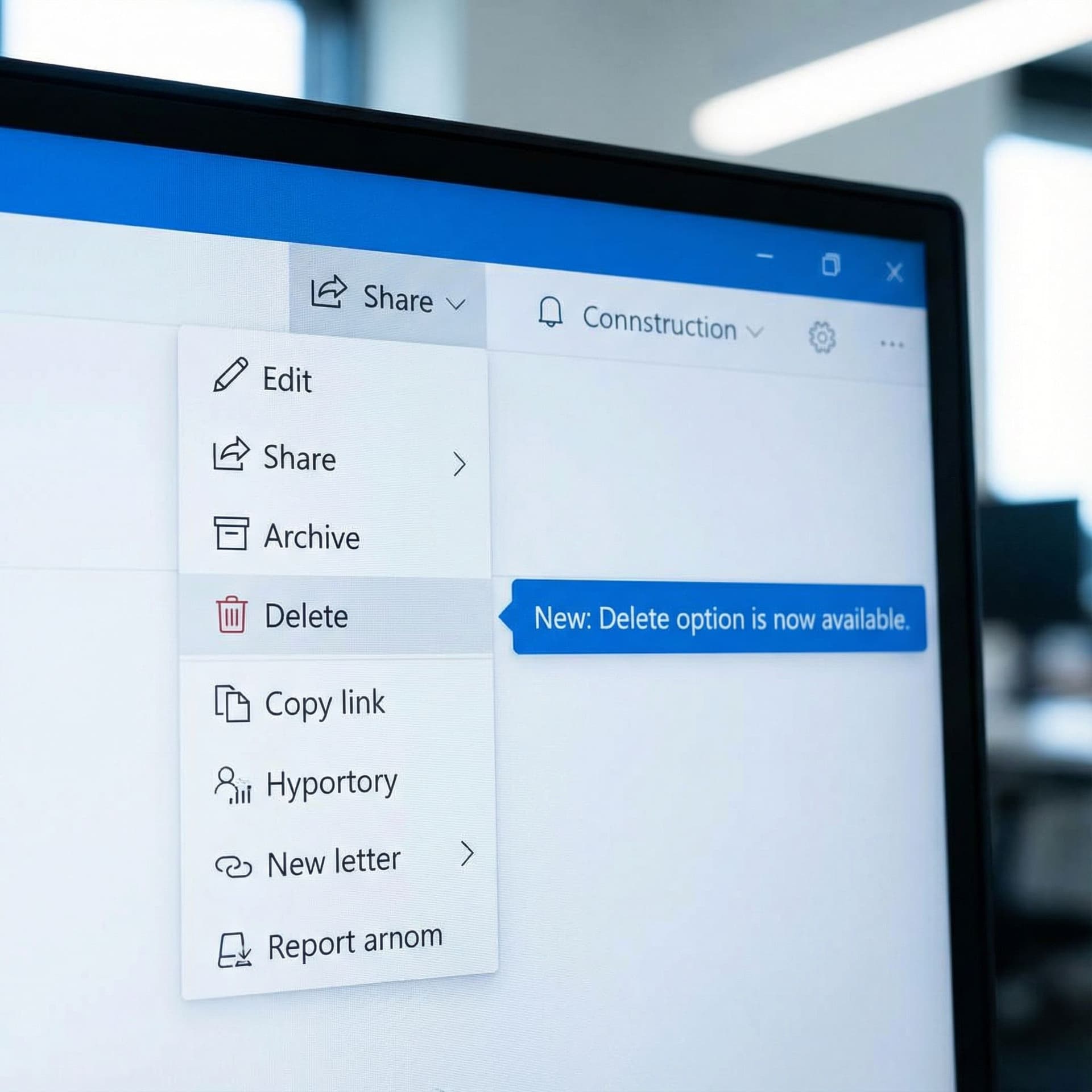 AI generated: A text: Delete option is now available