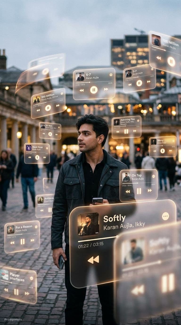 AI generated: A cinematic, dreamlike AR visual featuring a central 151 photorealistic person surrounded by floatin...