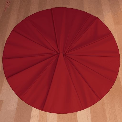 AI generated: a red t-shirt folded on a round mat