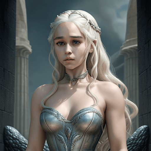 AI generated: Masterpiece, Daenerys Targaryen, gorgeous woman, queen, Queen-Queen, Princess of Dragonstone, black ...