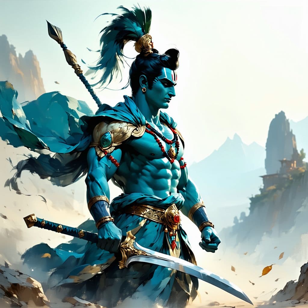 AI generated: strong, serene, Rama, warrior prince, in todays avatar, modern, stylish
