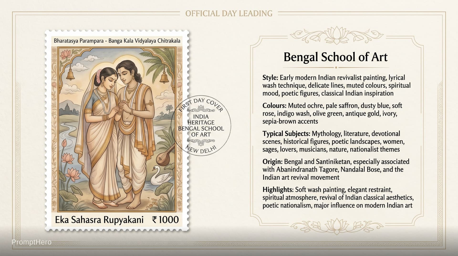 AI generated: Create a 16:9, 4K premium commemorative First Day Cover envelope inspired by India Post heritage des...