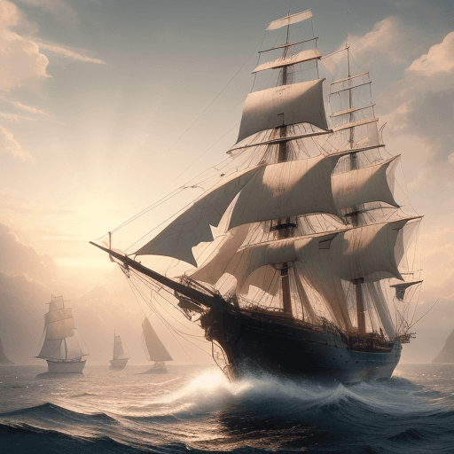 AI generated: Photo of a ultra realistic sailing ship, dramatic light, pale sunrise, cinematic lighting, battered,...