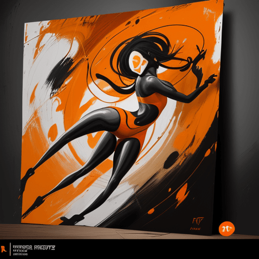 AI generated: the painting is colored in orange, black and yellow, in the style of complex compositions, dark whit...