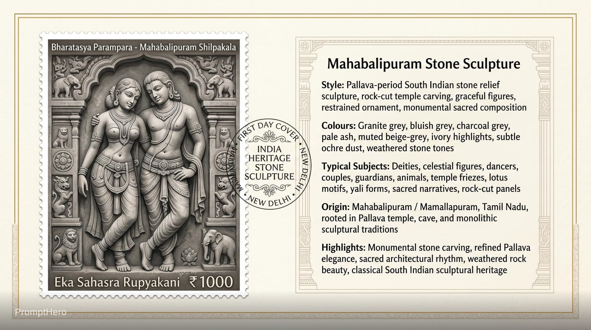 AI generated: Create a 16:9, 4K premium commemorative First Day Cover envelope inspired by India Post heritage des...