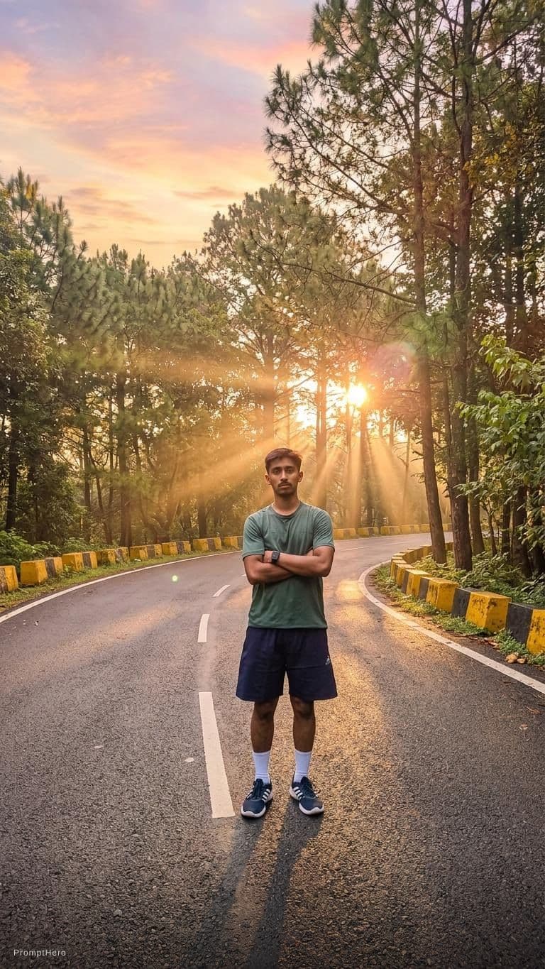 AI generated: A beautiful track with early morning and sun rises 