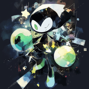 AI generated: Galactic vector, alien-inspired character from DreamWorks Animation, exploring with stars shaded, Ru...