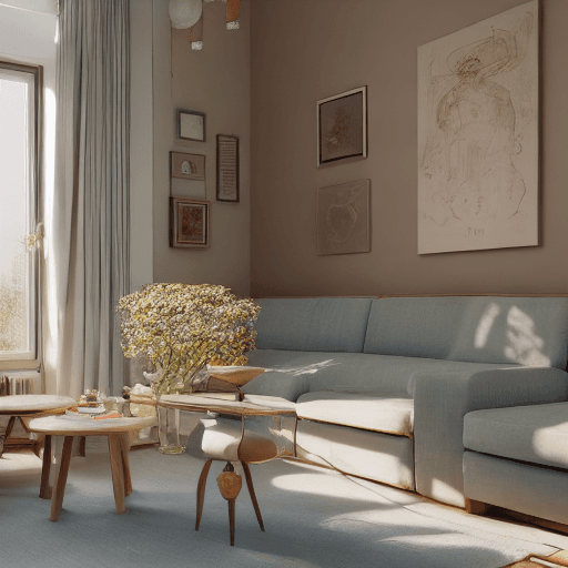 AI generated: High resolution photography interior design, dreamy sunken living room conversation pit, wooden floo...