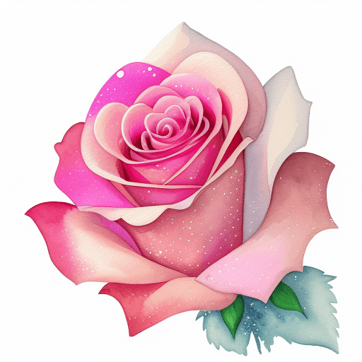AI generated:  Wunderschöne Rose in Watercolor mit Glitzer