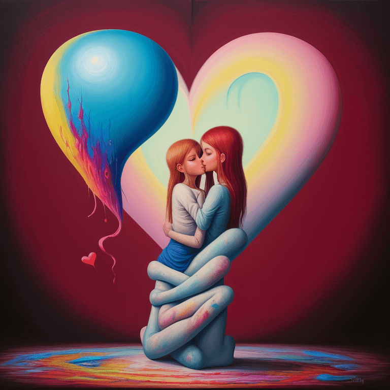 AI generated: Painting, Surreal art, heart and love