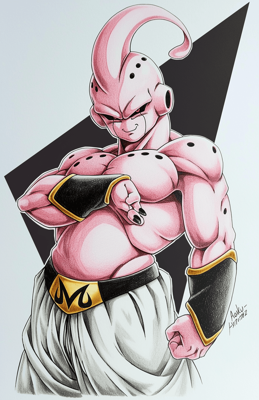 AI generated: [character] from Dragon Ball Z, simple line art drawing with black lines on white paper, perfect col...