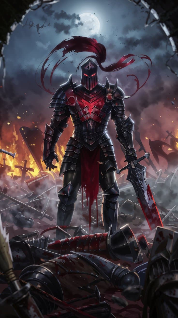 AI generated: A hyper-detailed anime-style artwork of a battle-hardened warrior with an imposing, muscular build, ...