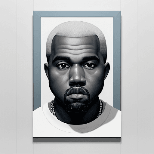AI generated: portrait of Kanye West 2023, realistic pencil sketch, b&w, complex line drawings, on white Canson pa...