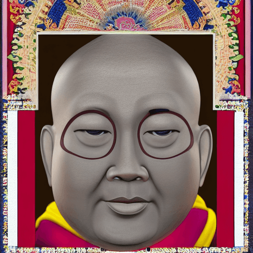 AI generated: Create a Buddhist monk portrait using profile face, 
