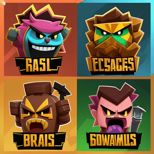 AI generated: animated brawl stars characthers and trophies