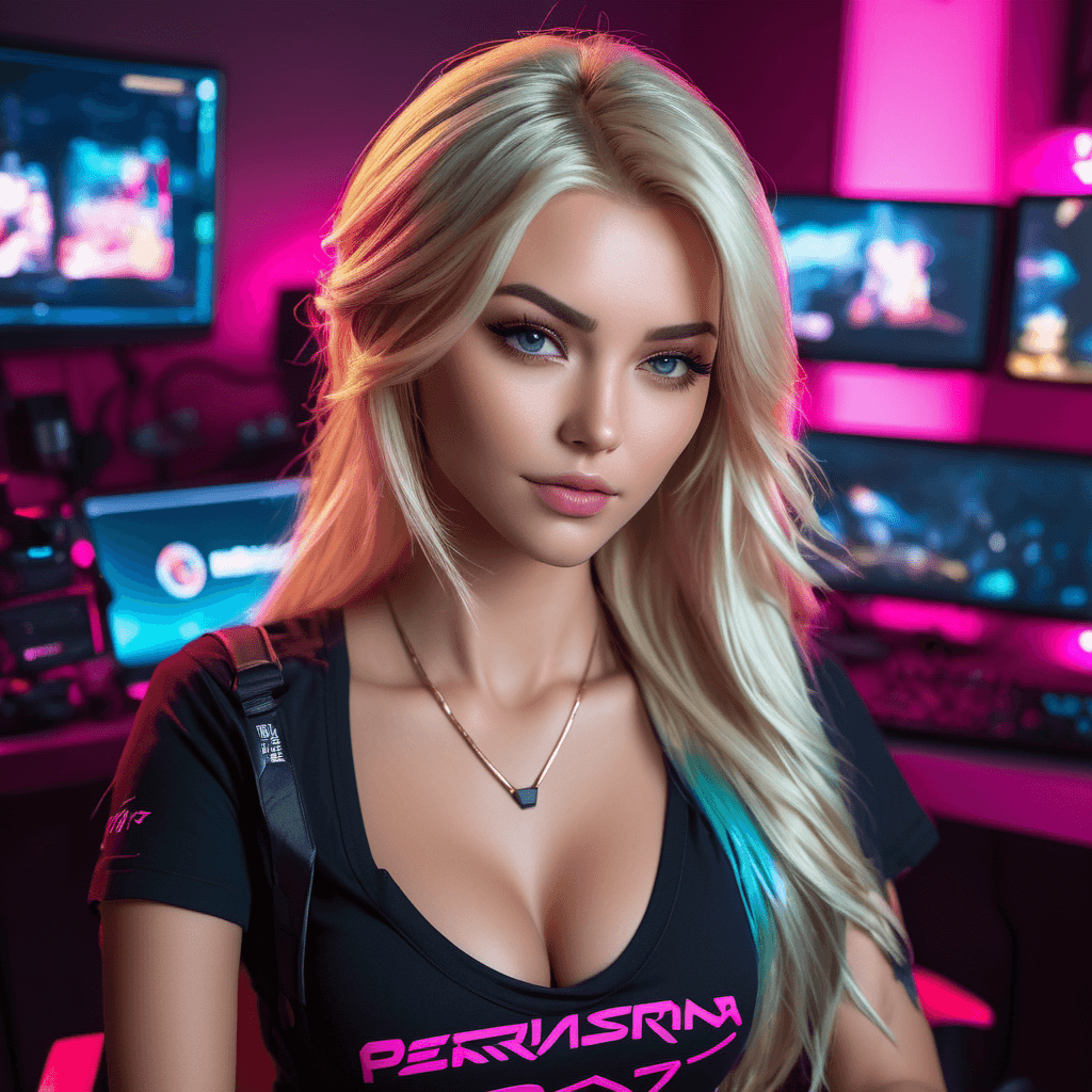 AI generated: amazingly detailed, masterpiece, ultra hd, beautiful girl, computer gamer, gaming computer, gaming c...