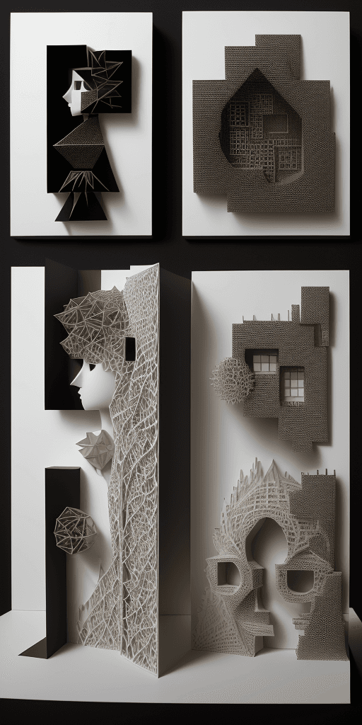 AI generated: (16k laser cut 4d art rfktrstyle He followed her to school one day), ((depth)), (Cubist Fragmentatio...