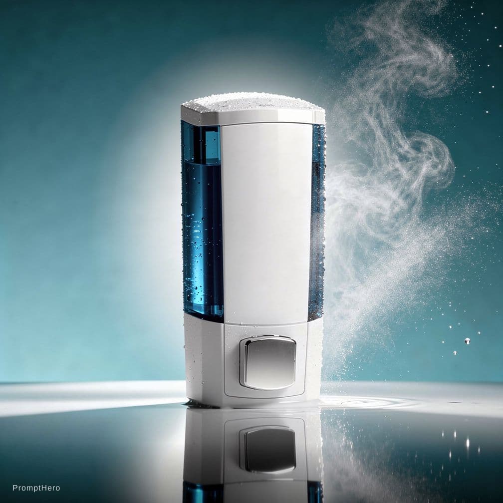 AI generated: Ultra premium product advertising of a liquid soap dispenser, using the uploaded image as the main s...