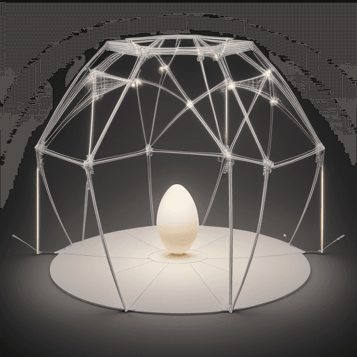 AI generated: "Behold a marvel of design—an egg-shaped tent structure that emanates an ethereal glow, inviting you...