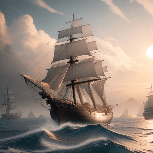 AI generated: Photo of a ultra realistic sailing ship, dramatic light, pale sunrise, cinematic lighting, battered,...
