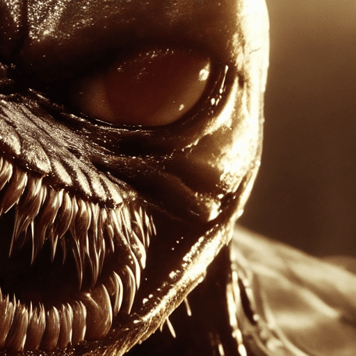AI generated: Hyper realistic eye level venom from sony movie