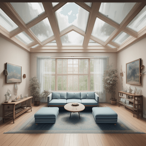AI generated: High resolution photography interior design, dreamy sunken living room conversation pit, wooden floo...