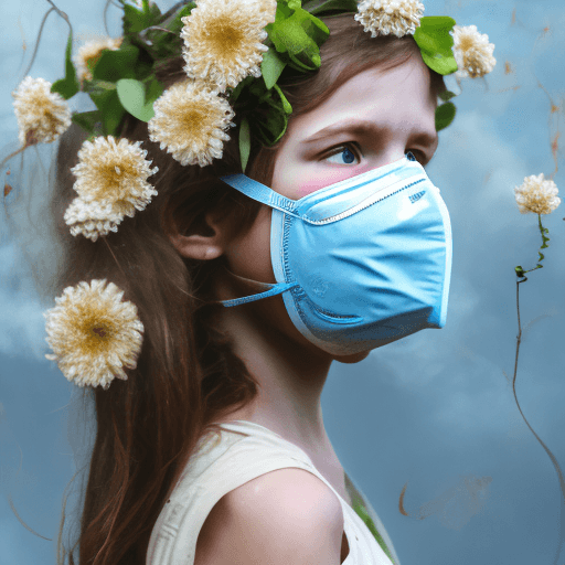AI generated: 1 girl, respirator on face, flowers grow from girl's mouth, flowers wrap around hair, flower crown, ...