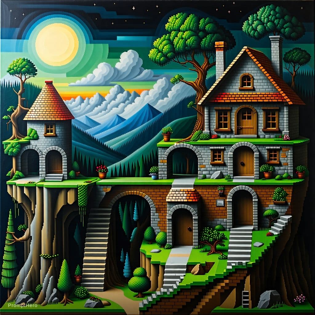 AI generated: Hieronymus Bosch and Gertrude Abercrombie and Henri Rousseau and Giorgione and Caravaggio and Aron W...